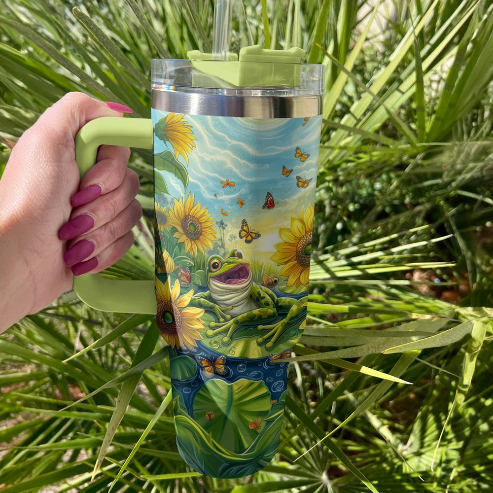 Shineful Tumbler Frogs Sunflower Serenade