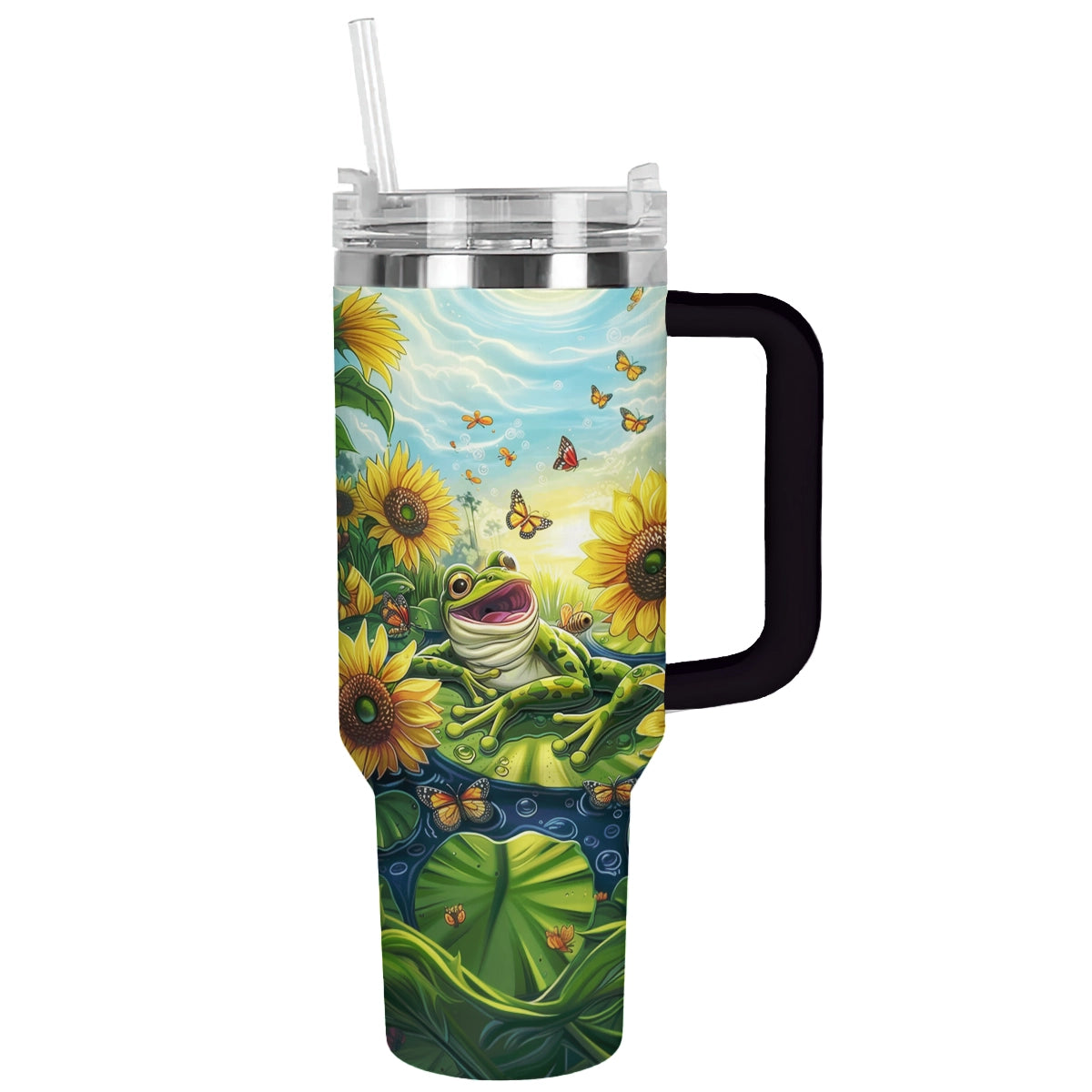 Shineful Tumbler Frogs Sunflower Serenade