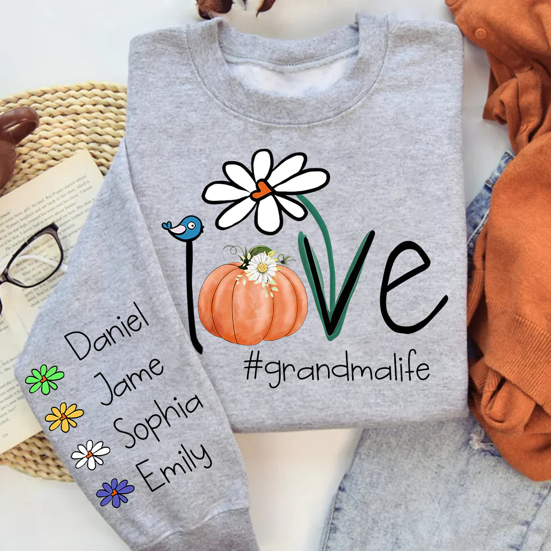 Shineful Sweatshirts 2D Print Personalized Love Grandma Life Flower Sweatshirt