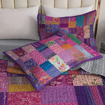 Glänzendes 3-teiliges Quilt-Set für alle Jahreszeiten – Boho Patchwork Dreams