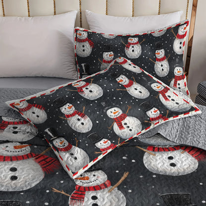 Shineful All Season Quilt 3-Piece Set - Christmas Snowman Gathering