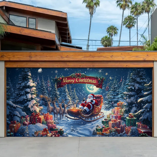 Shineful Garage Door Banner Decoration Festival Christmas Card Featuring Santa Claus