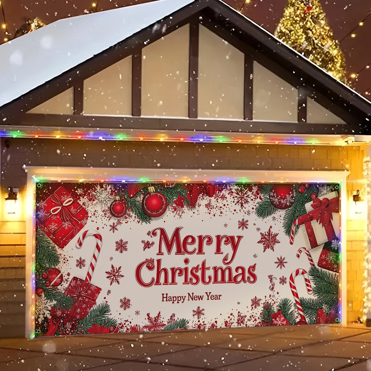 Shineful Garage Door Banner Decoration Christmas Background