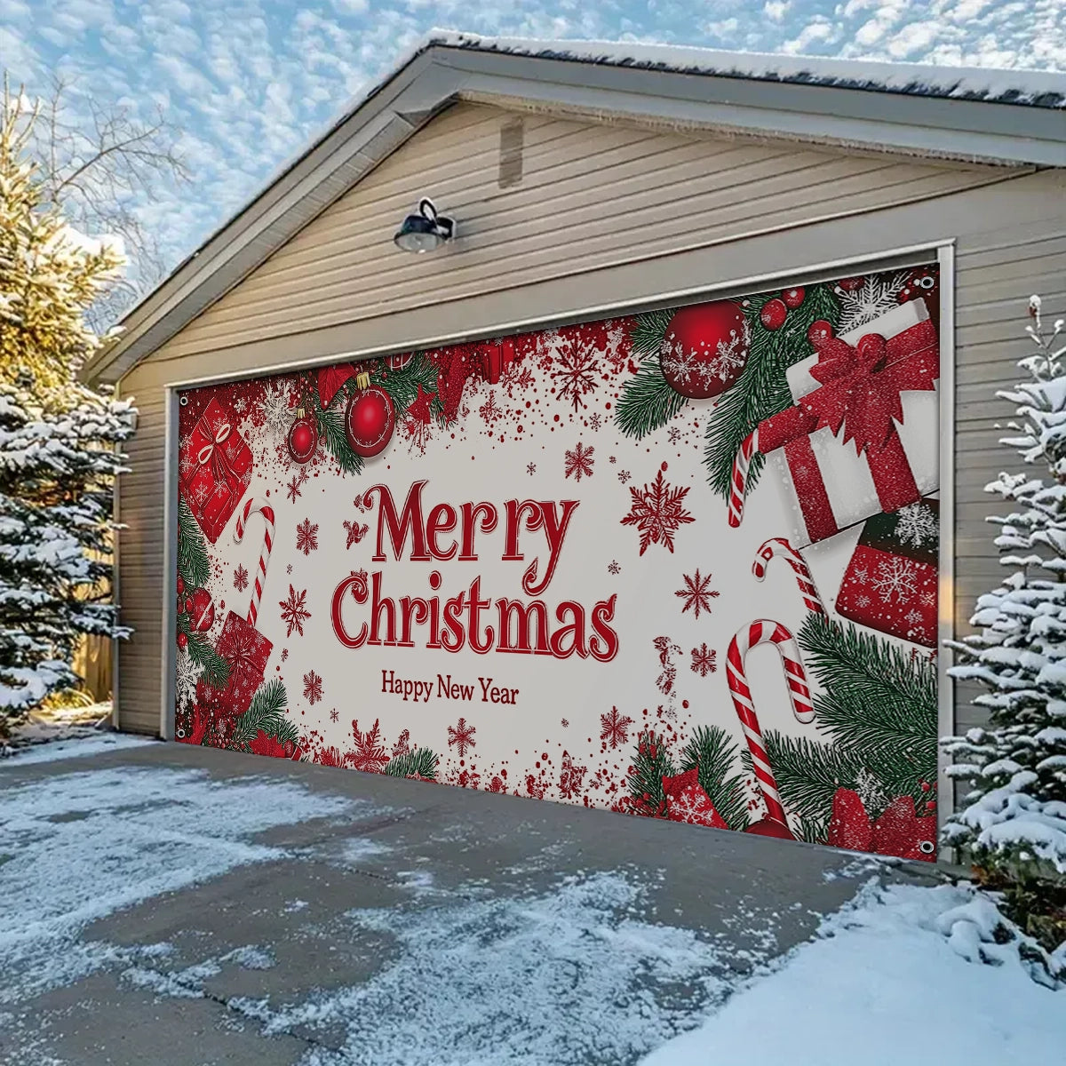 Shineful Garage Door Banner Decoration Christmas Background