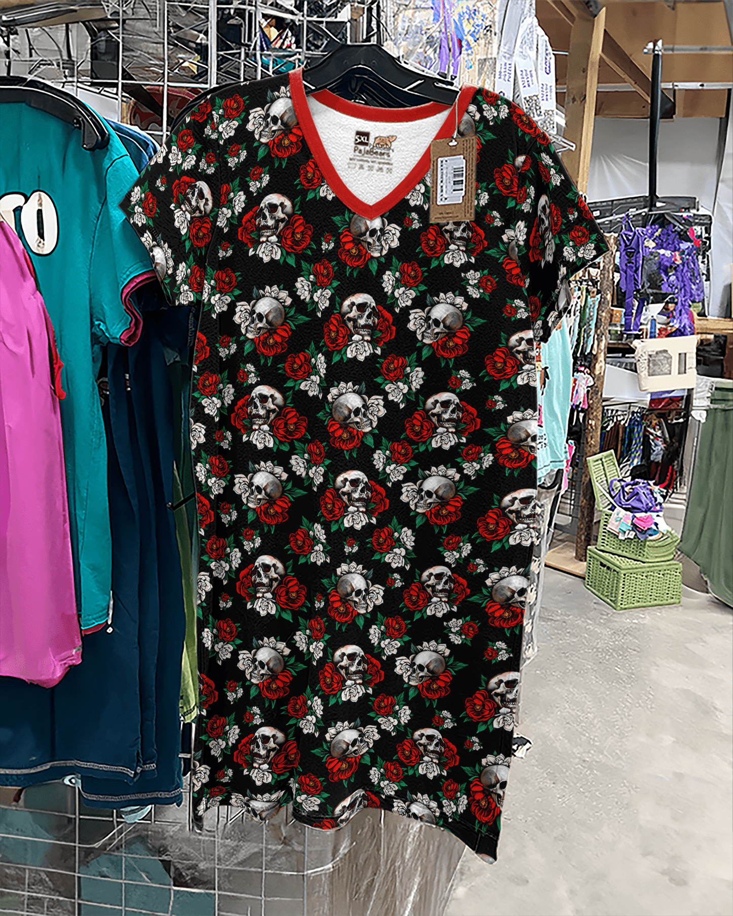 Skullflower Shineful® V-Neck Nightshirts Rose Vq03