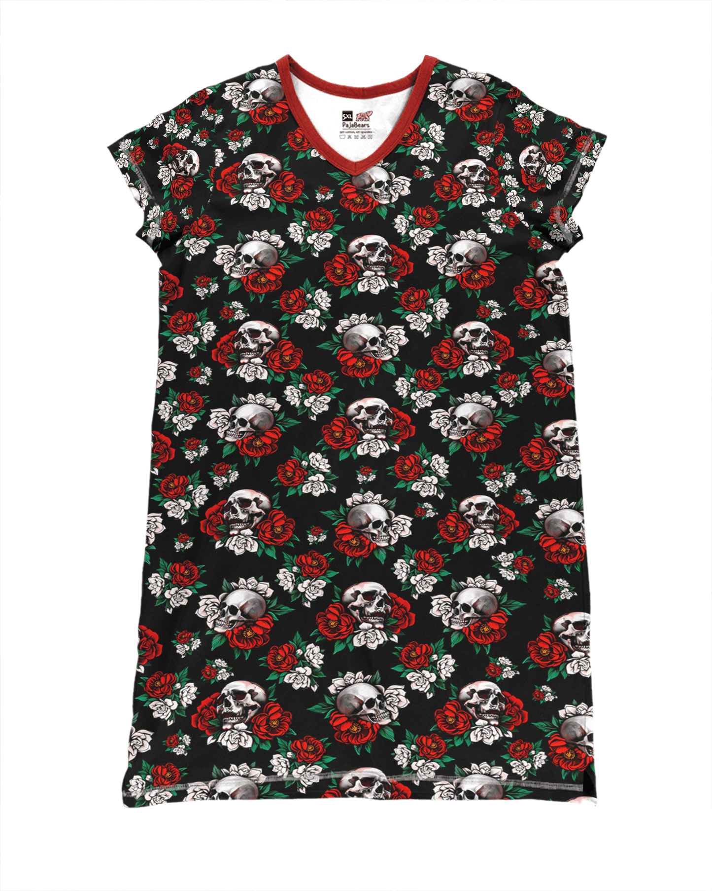 Skullflower Shineful® V-Neck Nightshirts Rose Vq03