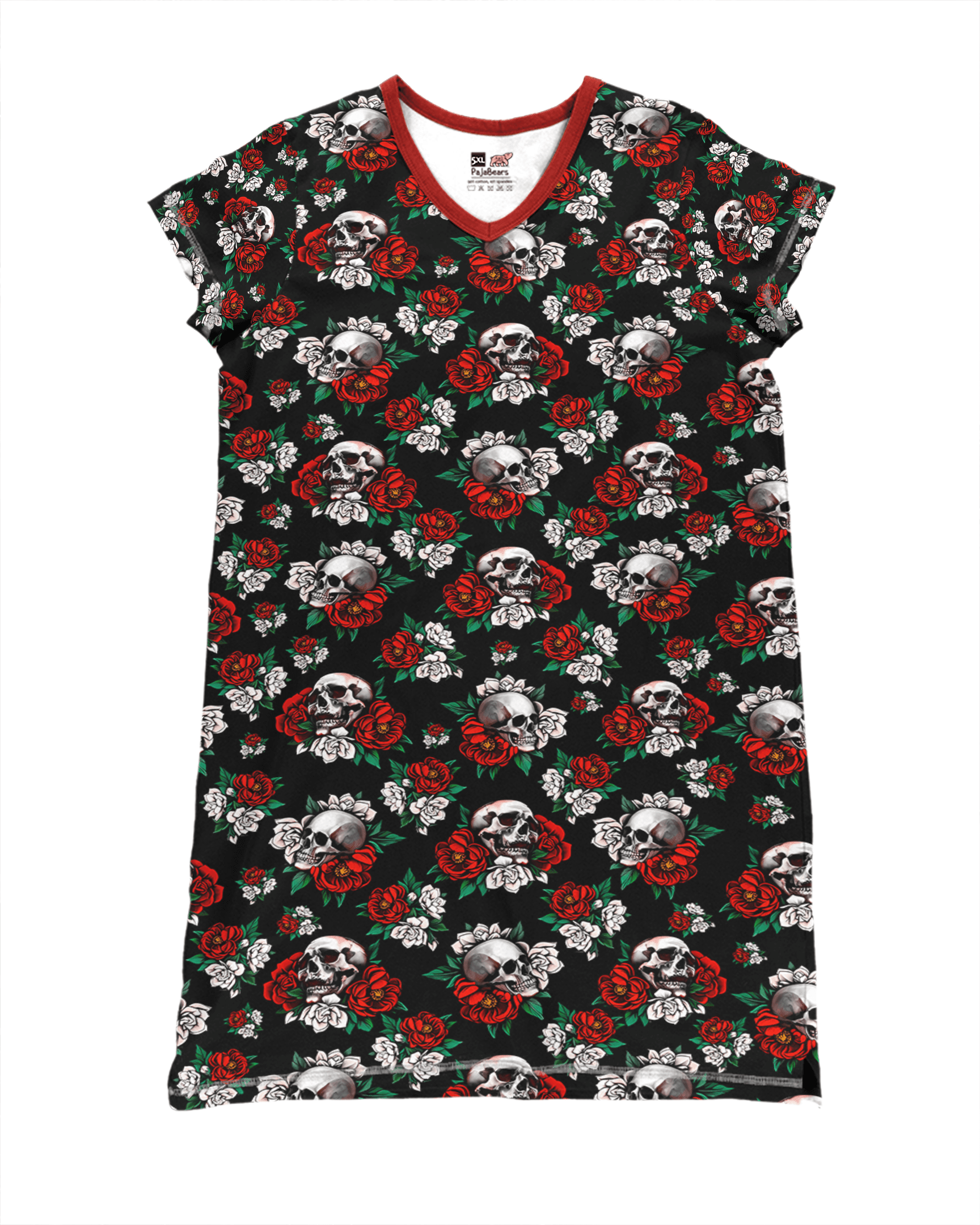 Skullflower Shineful® V-Neck Nightshirts Rose Vq03