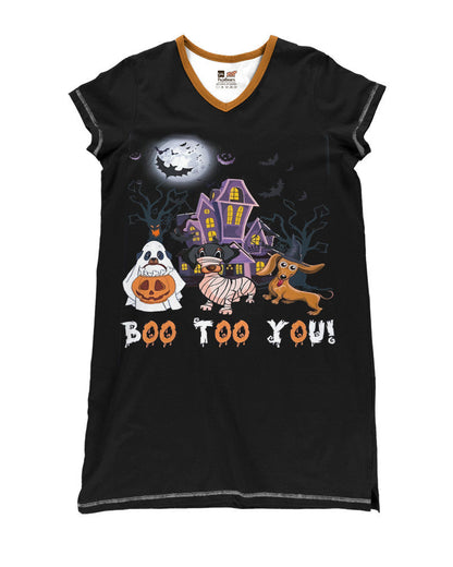 Halloween Dachshund Shineful® V-Neck Nightshirts Boo Too You Hg23