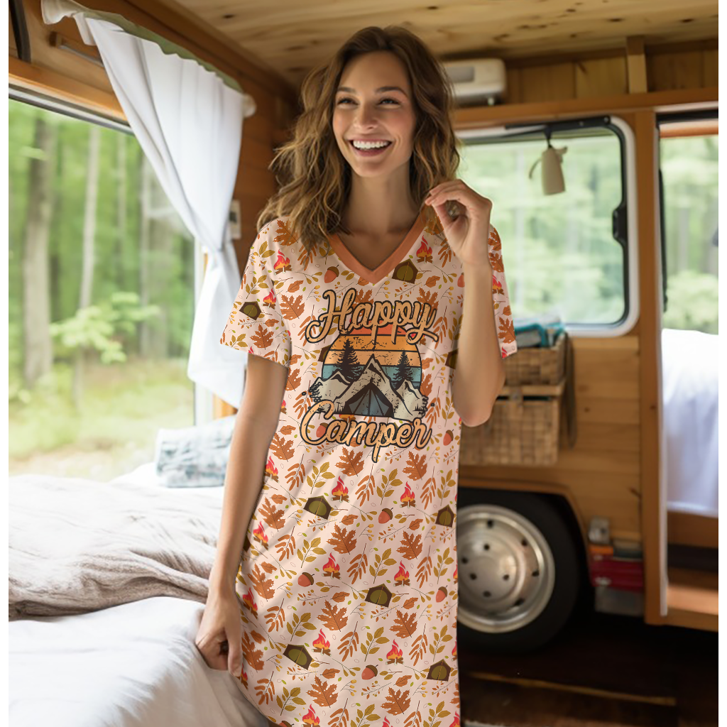 Camping Shineful® V-Neck Nightshirts Happy Camper Qd5