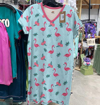 Flamingo Shineful® V-Neck Nightshirts Flower Bloom Tl10