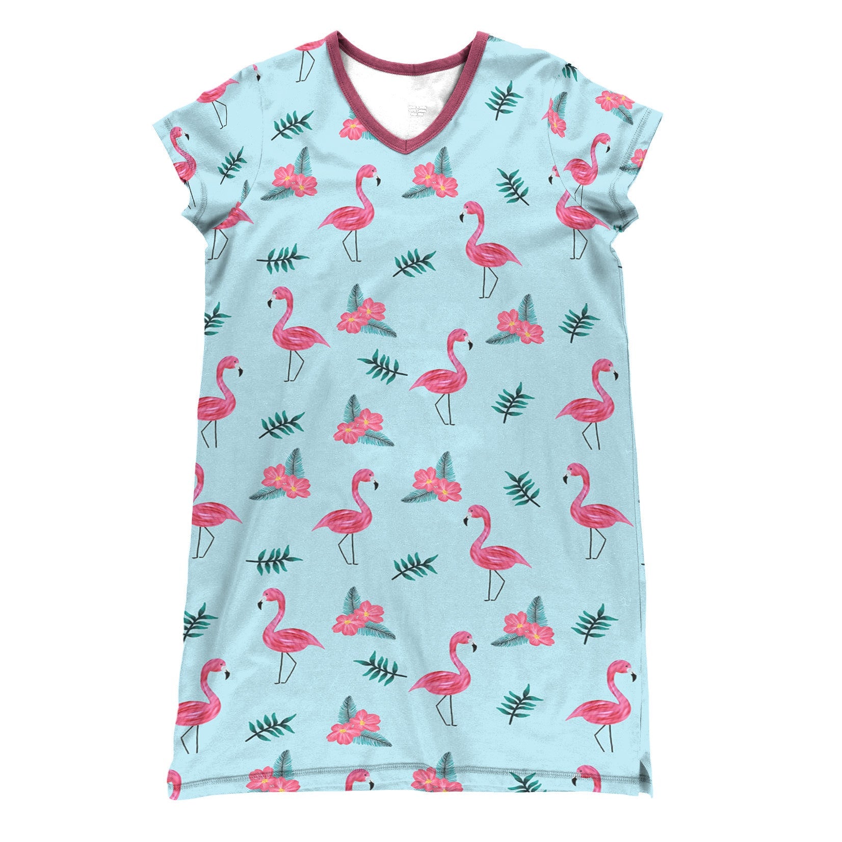 Flamingo Shineful® V-Neck Nightshirts Flower Bloom Tl10