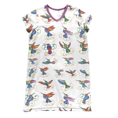 Hummingbird Shineful® V-Neck Nightshirts Traditional Ethnictl10