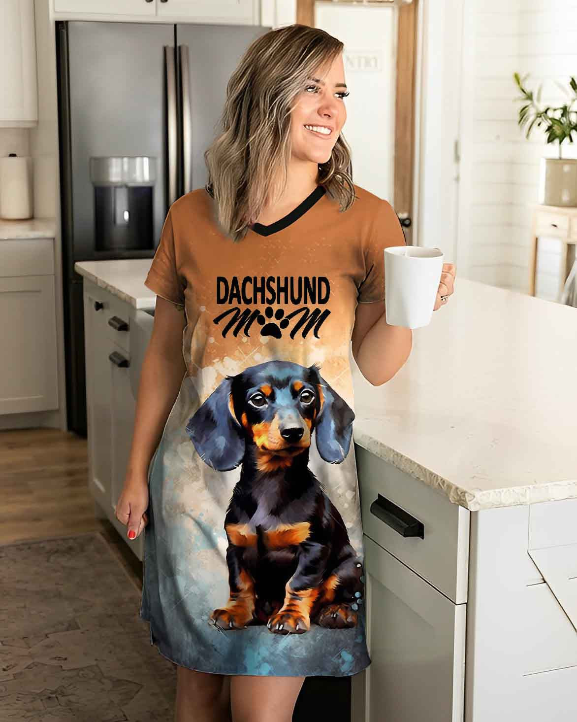 Dachshund Shineful® V-Neck Women’s Nightshirts Mom Qa55