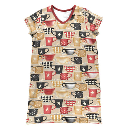 Coffee Shineful® V-Neck Cozy Cups Nightshirts Tl10