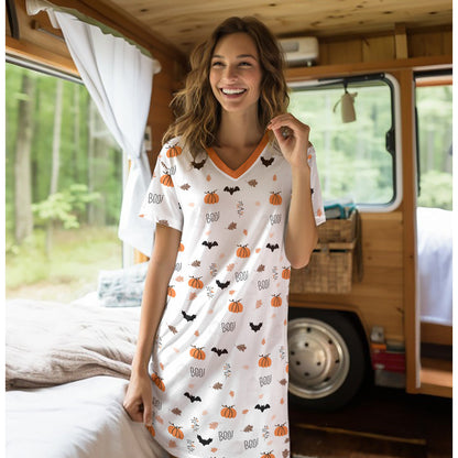 Halloween Shineful® V-Neck Nightshirt Spooky Boo Tl10 Nightshirts