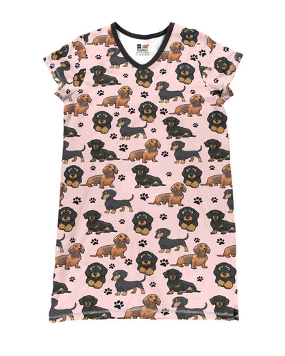 Dachshund Shineful® V-Neck Nightshirts Lv01 S / Pink