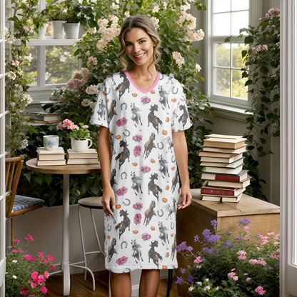 Horse Shineful® V-Neck Nightshirts Charming Flowers Tl10