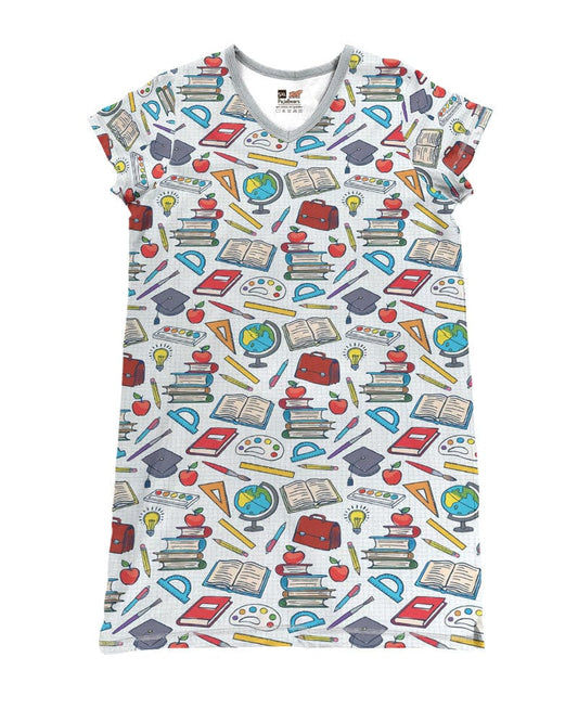 Teacher Shineful® V-Neck School Tools Pattern Ho3