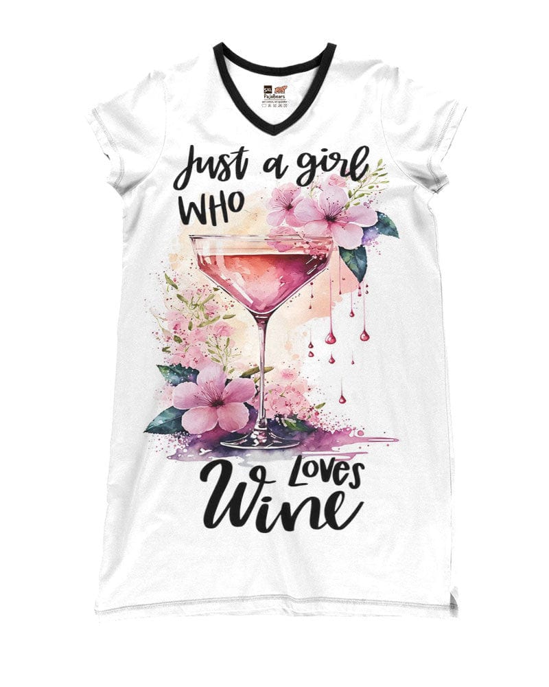 Wine Shineful® V-Neck Nightshirts Just A Girl Who Loves Tl10