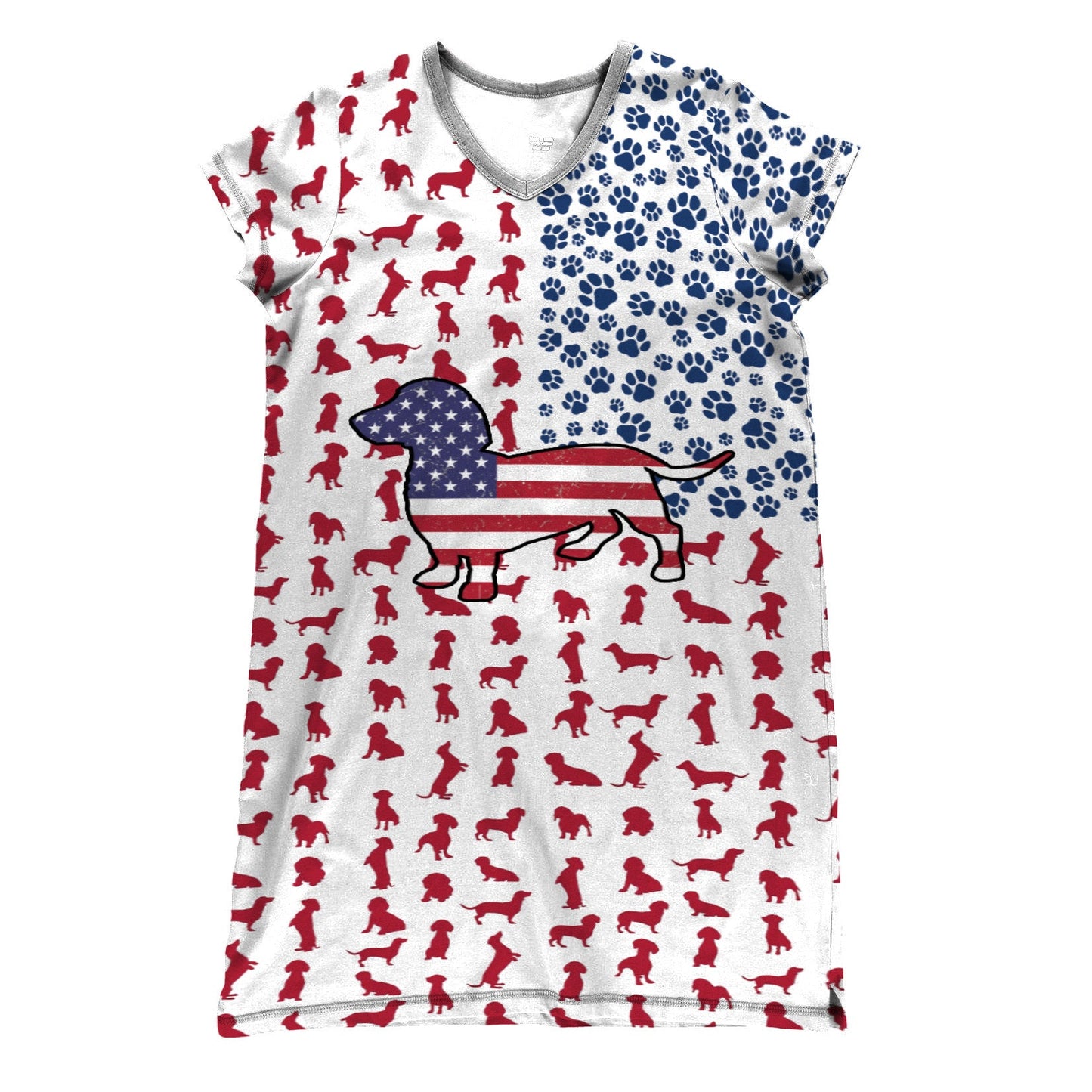 Dachshund Shineful® V-Neck American Flag Nightshirts Qd5