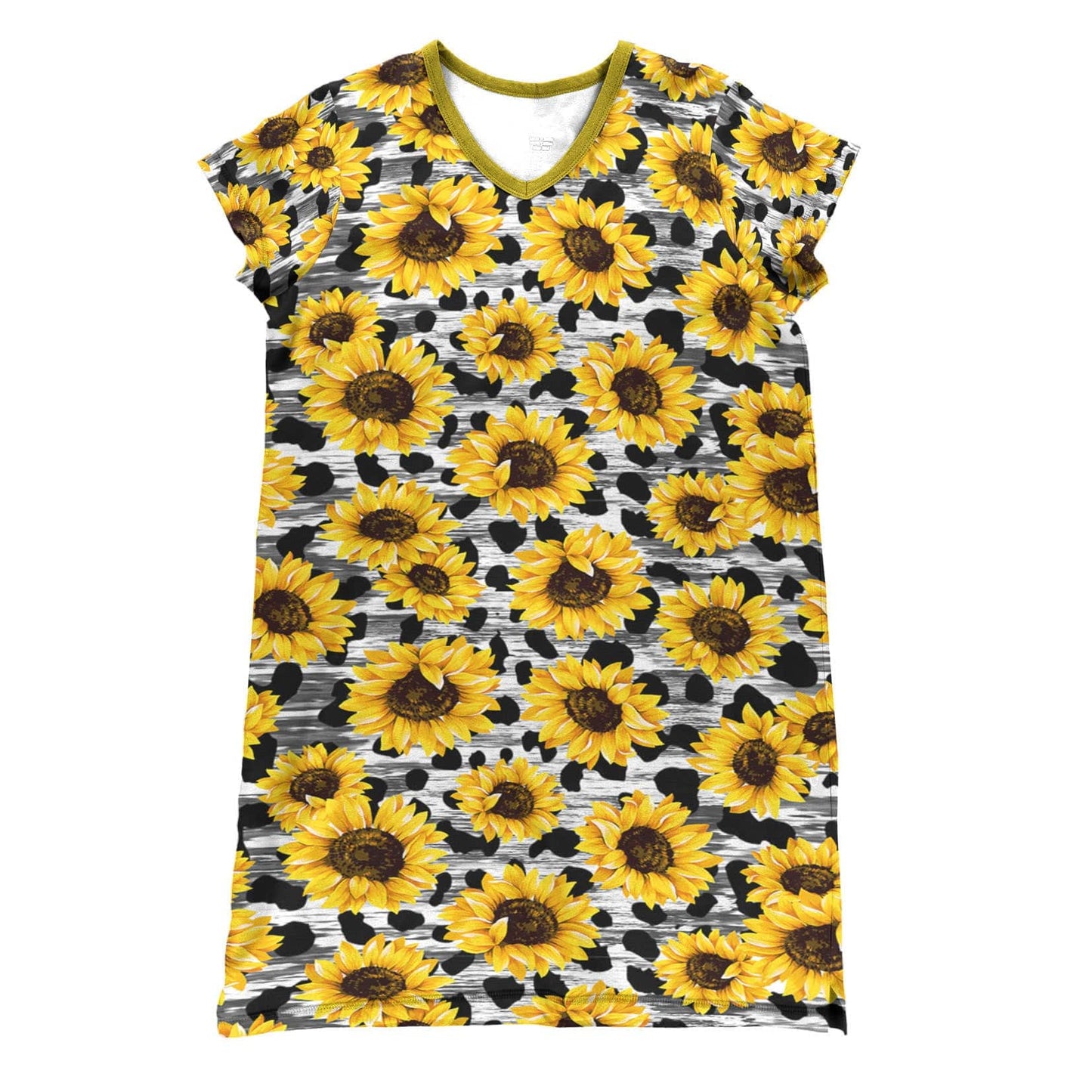 Sunflower Shineful® V-Neck Nightshirt Cow Covered Tl10 Nightshirts