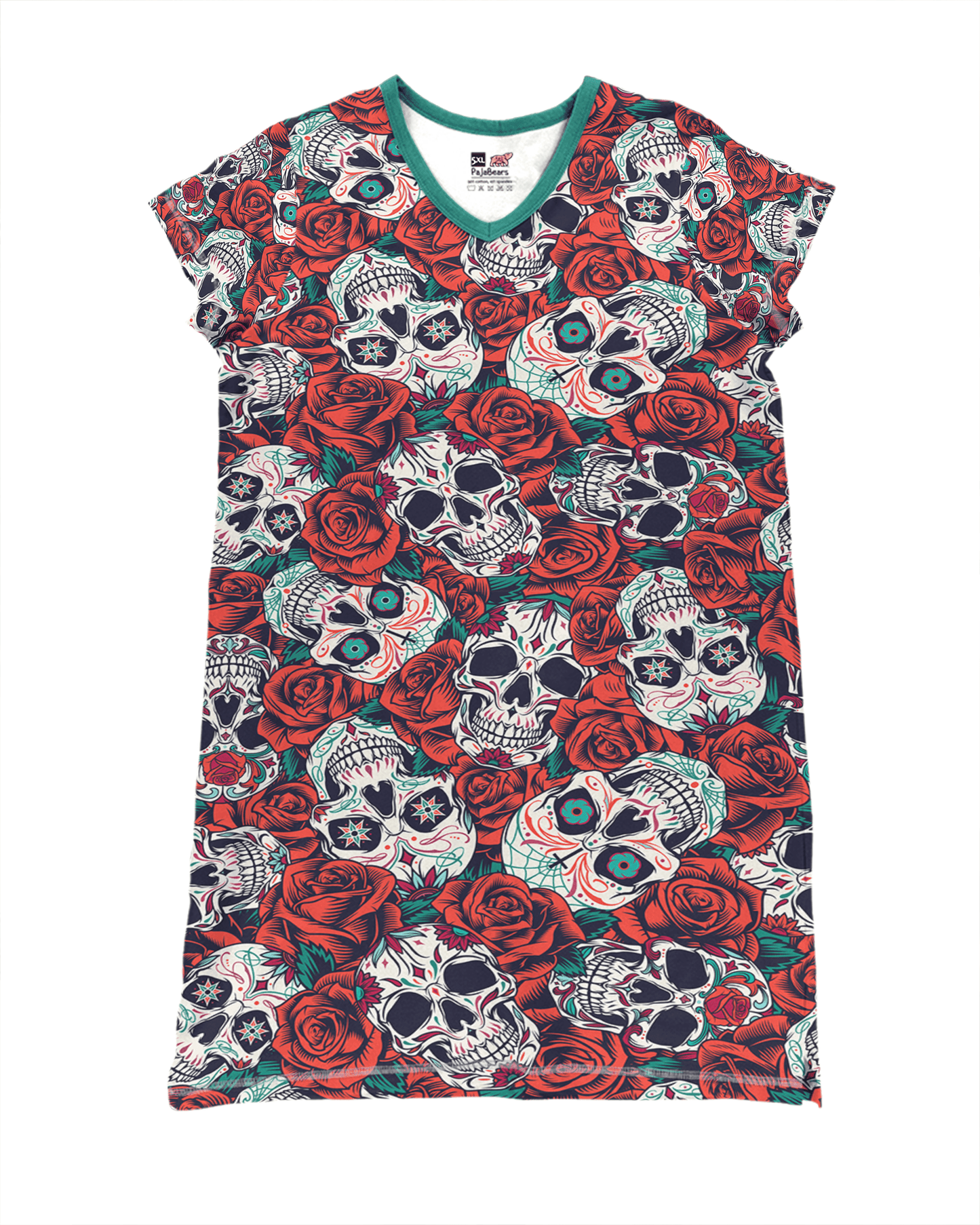 Skull Shineful® V-Neck Nightshirts Floral Whispers Vq03