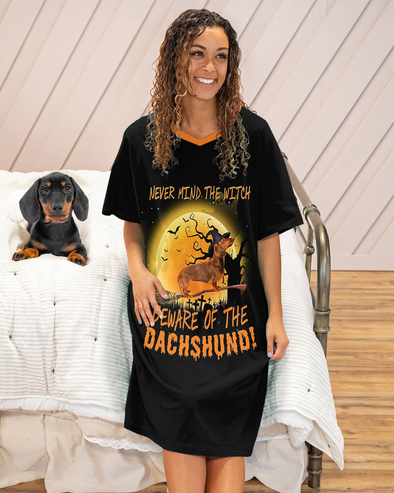 Halloween Dachshund Shineful® V-Neck Nightshirts Be Aware Of The Hg23