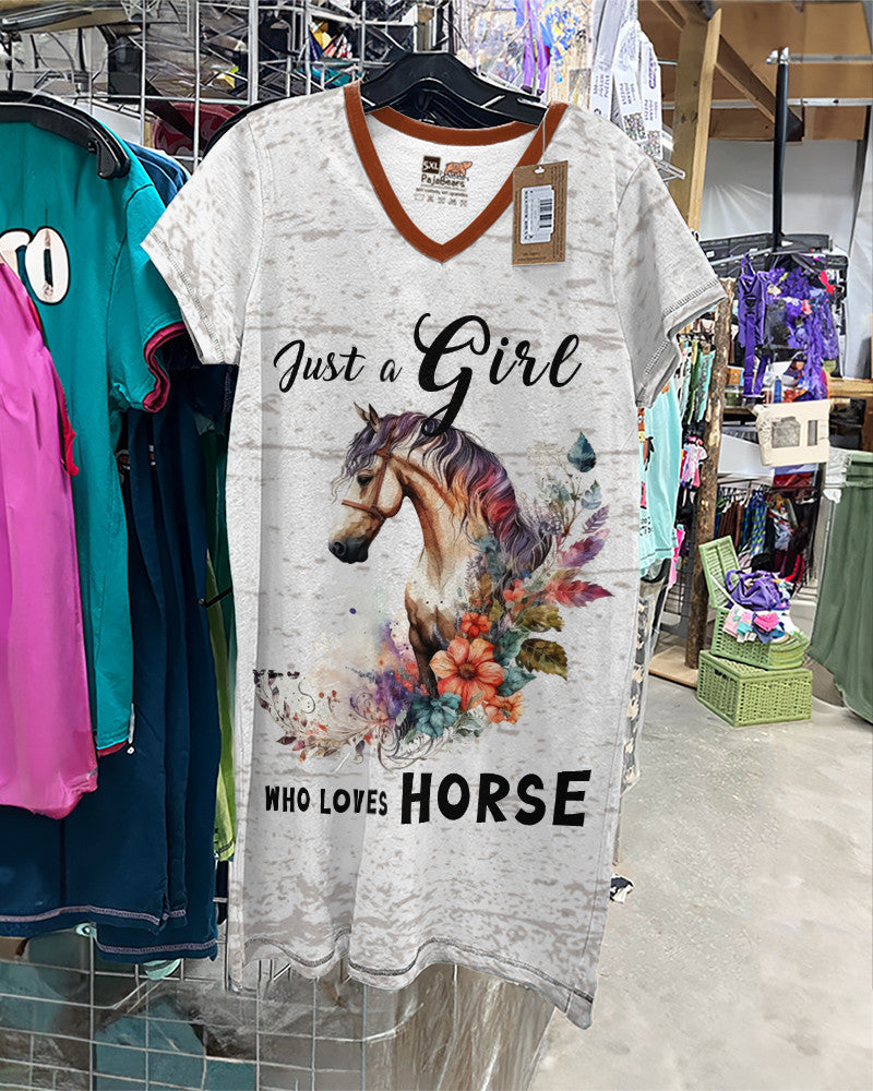 Horse Lovers Shineful® V-Neck Nightshirts Nk07