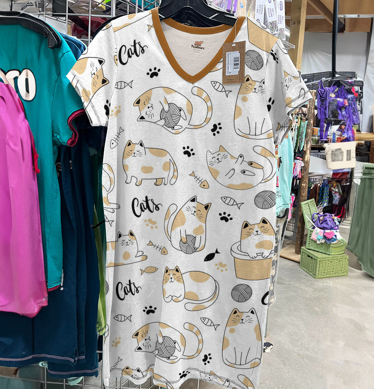 Cat Shineful® V-Neck Nightshirts Nl09