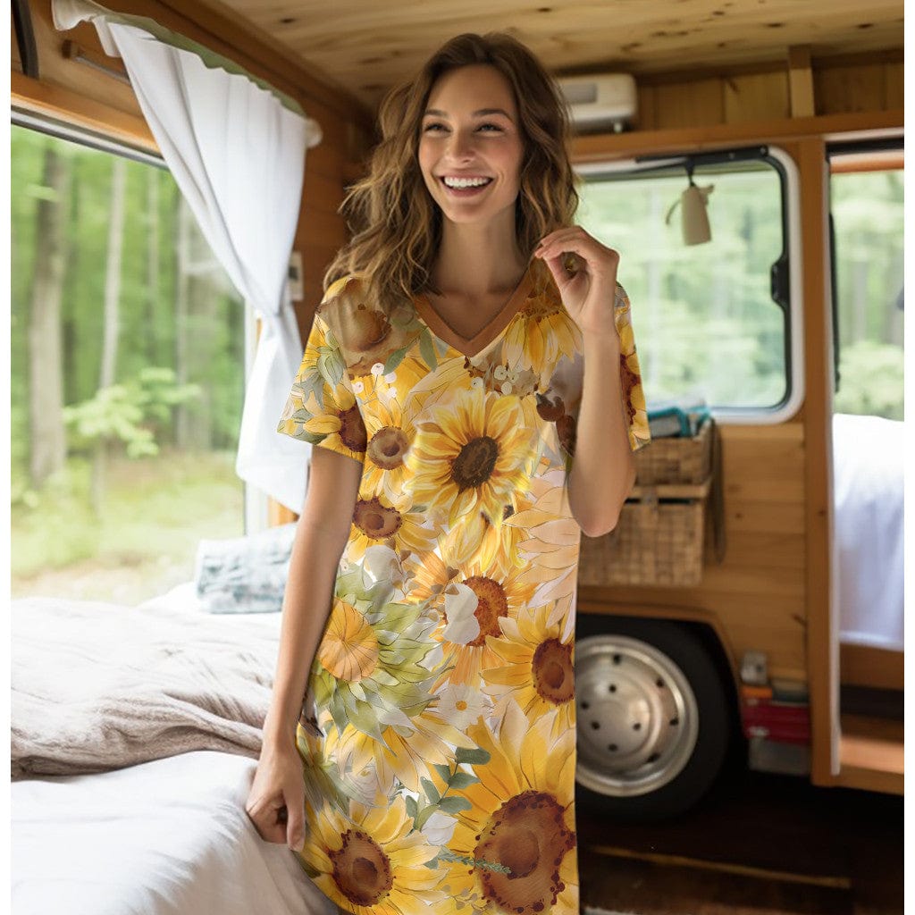 Sunflower Shineful® V-Neck Nightshirts Garden Lk8 Nightshirt