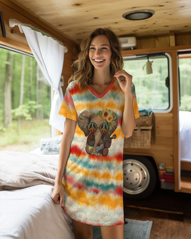 Hippie Shineful® V-Neck Nightshirts Soul Tl10