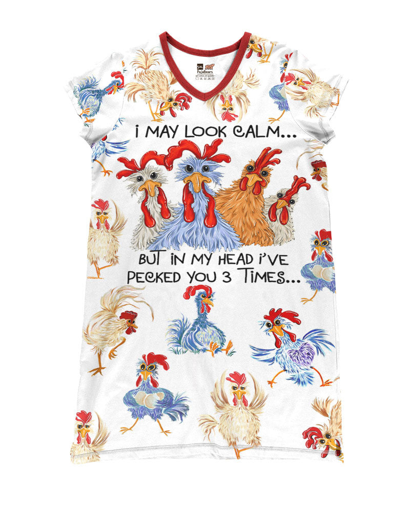 Chicken Shineful® V-Neck Nightshirts Amazing Chickens Tl10