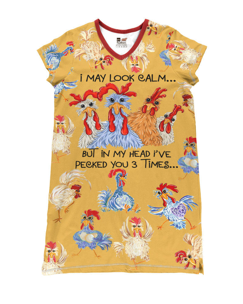 Chicken Shineful® V-Neck Nightshirts Amazing Chickens Tl10