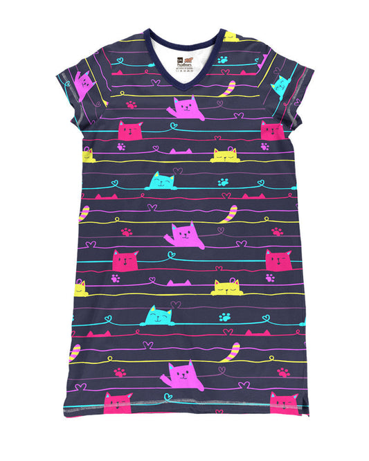 Cat Shineful® V-Neck Nightshirts Funny Cute Nk07