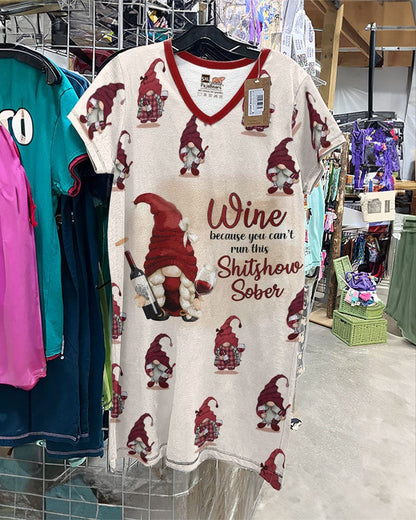 Wine Shineful® V-Neck Nightshirts Amazing Gnomes Tl10