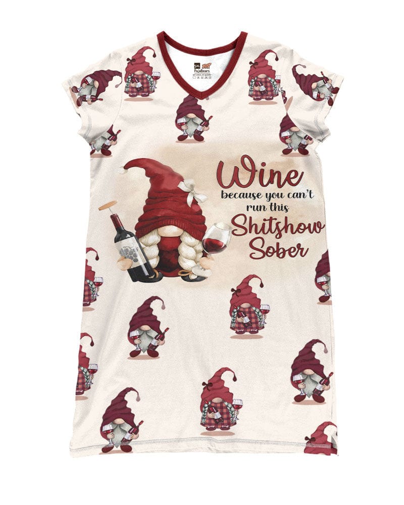 Wine Shineful® V-Neck Nightshirts Amazing Gnomes Tl10