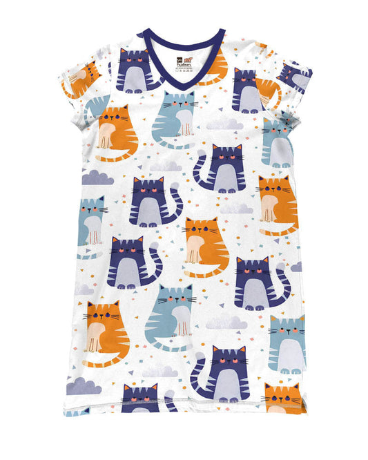 Cat Shineful® V-Neck Nightshirts Adorable Lk8 Nightshirt