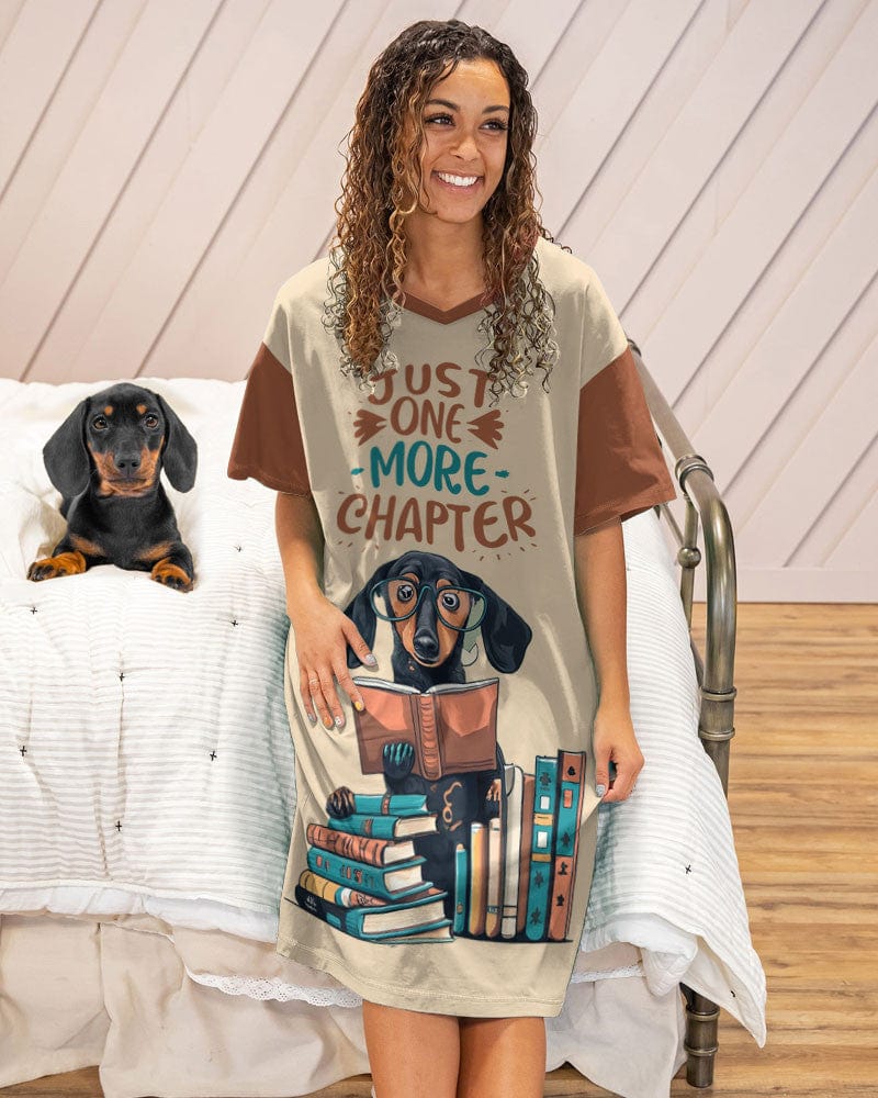 Reading Shineful® V-Neck Nightshirt Dachshund Hc2 Nightshirts