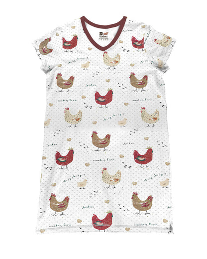 Chicken Shineful® V-Neck Nightshirts Cute Chickens Lk8 Nightshirt