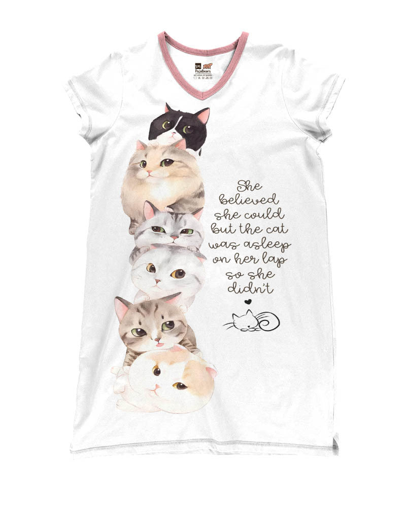 Cat Shineful® V-Neck Nightshirts She Believed Could But Lk8 Nightshirt