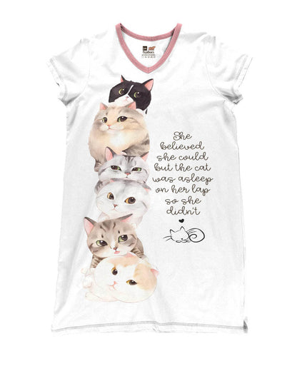 Cat Shineful® V-Neck Nightshirts She Believed Could But Lk8 Nightshirt