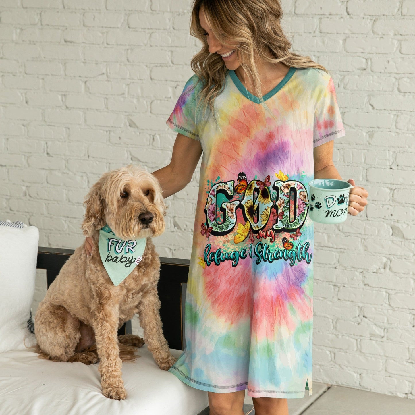 God Shineful® V-Neck Nightshirts Tie Dye Nk07