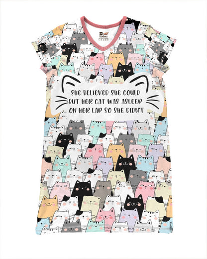 Cat Lover Shineful® V-Neck Nightshirts Funny Mn8