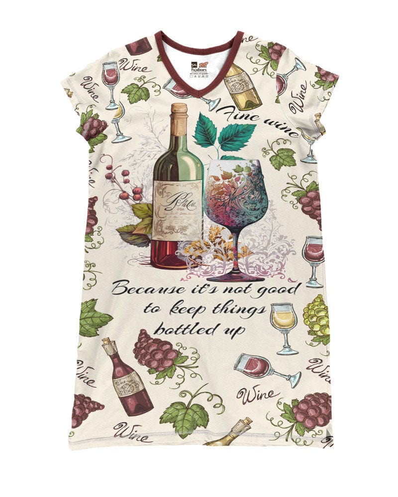 Wine Shineful® V-Neck Nightshirts Vintage Fine Tl10