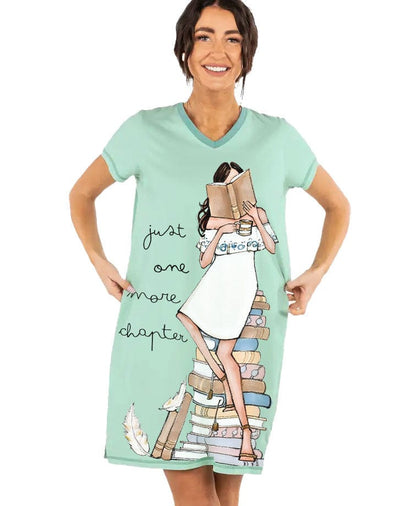 Reading Shineful® V-Neck Nightshirts Just One More Chapter Tl10