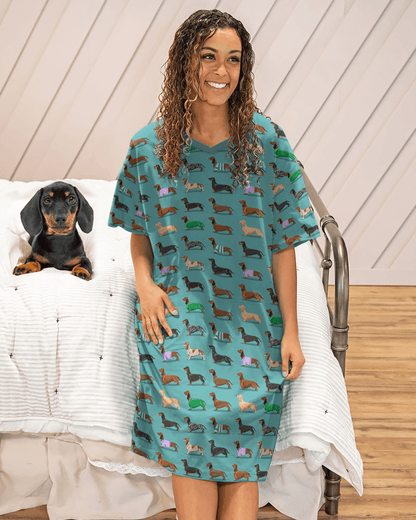 Dachshund Shineful® V-Neck Nightshirts Sleek Vq03