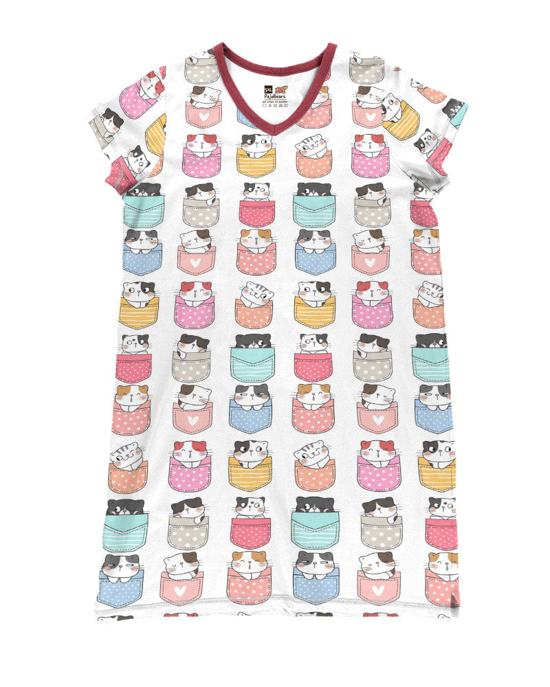 Cat Shineful® V-Neck Nightshirts Cute Nl09