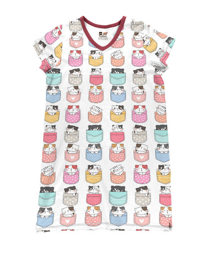 Cat Shineful® V-Neck Nightshirts Cute Nl09