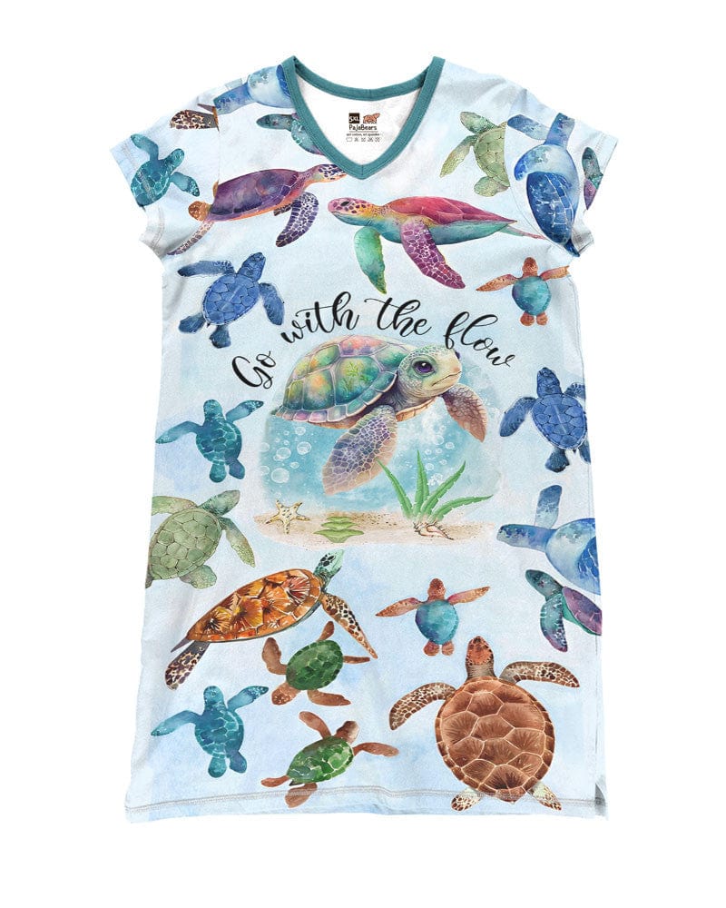 Sea Turtle Shineful® V-Neck Nightshirts Go With The Flow Tl10