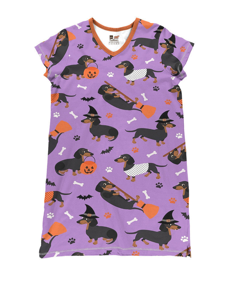 Halloween Dachshund Shineful® V-Neck Nightshirts 02 Hg23